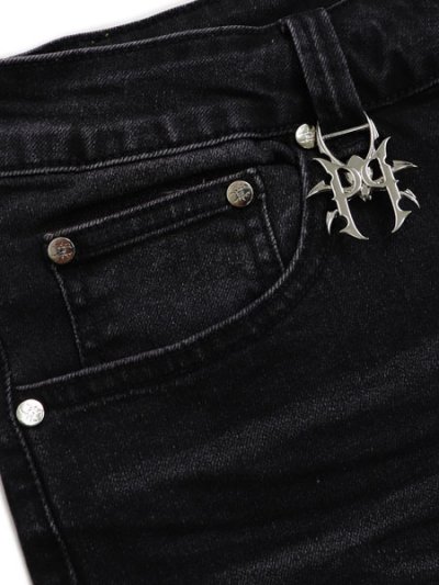 画像6: 【送料無料】PAIN LAB WASHED BLACK STACKED DENIM