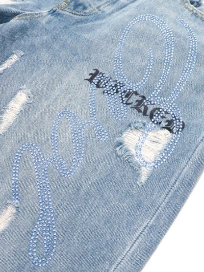 画像6: 【送料無料】EVOL BY FUTURE EVOL HEARTS DENIM SHORT LIGHT WASH DENIM