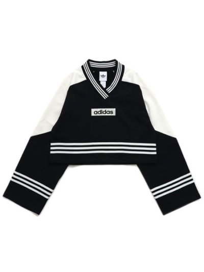 画像1: 【送料無料】ADIDAS WMNS BLOCKING CREWNECK SWEAT-BLK/OFF WHT