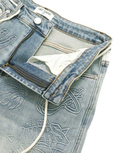 画像4: 【送料無料】ALMOST SOMEDAY NBA CONFERENCE JORTS WASHED BLUE