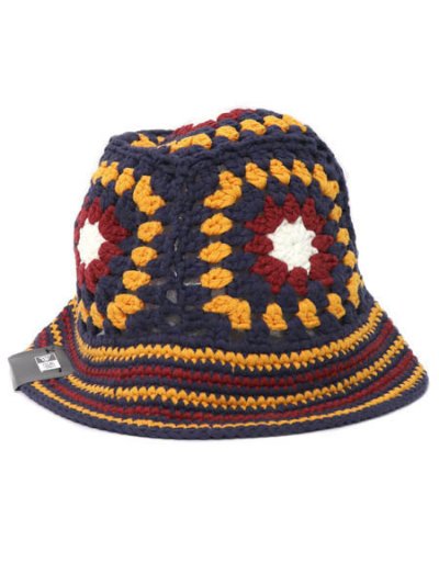 画像2: NEW ERA CROCHET KNIT BUCKET NAVY/YEL/CHROME/RED