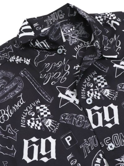 画像4: 【送料無料】Rap Attack RAPPER'S TATTOO HALF SLEEVE SHIRT BLACK