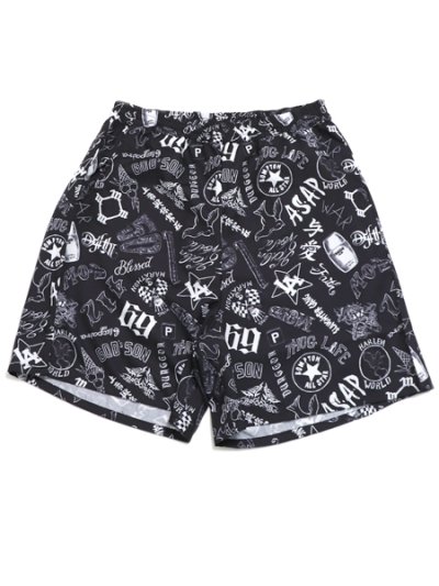 画像1: 【送料無料】Rap Attack RAPPER'S TATTOO SHORTS BLACK