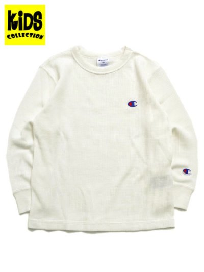 画像1: 【KIDS】CHAMPION KIDS US COTTON WAFFLE L/S TEE-OFF WHITE
