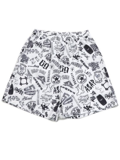 画像1: 【送料無料】Rap Attack RAPPER'S TATTOO SHORTS WHITE