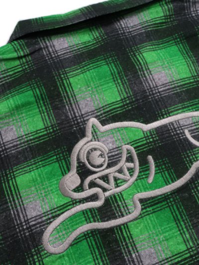 画像4: 【送料無料】ICECREAM APPLIQUE LOGO FLANNEL CHECK ZIP UP SHIRT