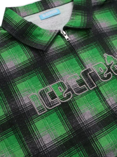 画像3: 【送料無料】ICECREAM APPLIQUE LOGO FLANNEL CHECK ZIP UP SHIRT
