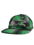 ICECREAM APPLIQUE LOGO FLANNEL CHECK CAP GRY/GRN