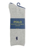 POLO RALPH LAUREN COTTON RIB CREW SOCKS LTGYH #056