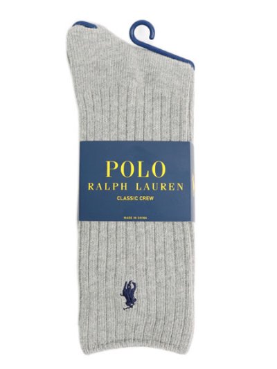 画像1: POLO RALPH LAUREN COTTON RIB CREW SOCKS LTGYH #056