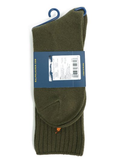 画像2: POLO RALPH LAUREN COTTON RIB CREW SOCKS OLIVE #3650