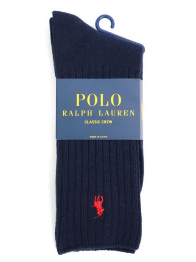 画像1: POLO RALPH LAUREN COTTON RIB CREW SOCKS NAVY #401