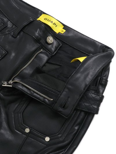 画像4: 【送料無料】GUAPI OBSIDIAN BLACK CARGO LEATHER PANT