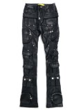 【送料無料】GUAPI OBSIDIAN BLACK CARGO LEATHER PANT