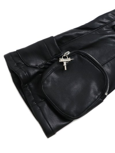 画像8: 【送料無料】GUAPI OBSIDIAN BLACK CARGO LEATHER PANT