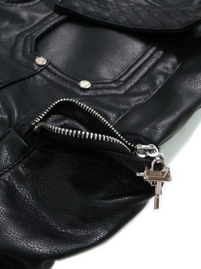 画像6: 【送料無料】GUAPI OBSIDIAN BLACK CARGO LEATHER PANT