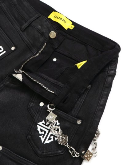 画像4: 【送料無料】GUAPI OBSIDIAN BLACK DICE FLARED DENIM