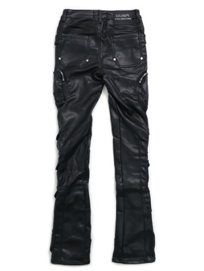 画像2: 【送料無料】GUAPI OBSIDIAN BLACK CARGO LEATHER PANT