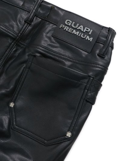 画像5: 【送料無料】GUAPI OBSIDIAN BLACK CARGO LEATHER PANT