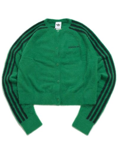 画像1: 【送料無料】ADIDAS WMNS FLUFFY KNITTED CARDIGAN-GREEN