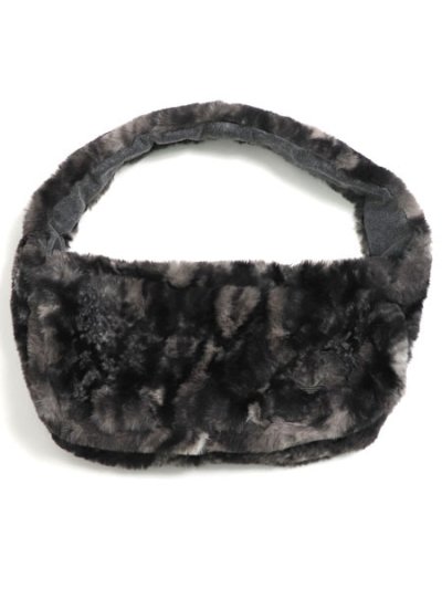 画像1: ADIDAS SMALL FAUX FUR SHOULDER BAG-BLACK