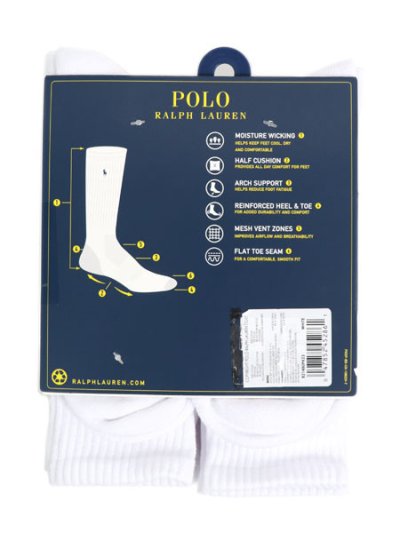 画像2: POLO RALPH LAUREN PERFORMANCE CREW 6PK SOCKS