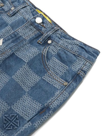 画像4: 【送料無料】GUAPI AQUA BLUE CHECKERBOARD DENIM