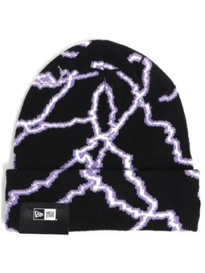 画像1: NEW ERA BASIC CUFF KNIT LIGHTNING BLACK/LT PURPLE