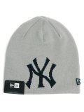 NEW ERA BASIC BEANIE JACQUARD LOGO YANKEES GREY