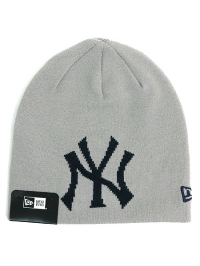 画像1: NEW ERA BASIC BEANIE JACQUARD LOGO YANKEES GREY