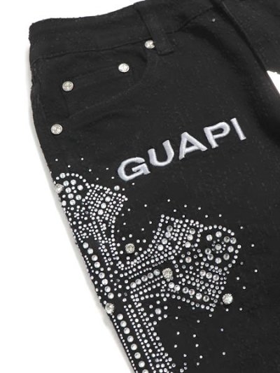 画像3: 【送料無料】GUAPI OBSIDIAN BLACK DISTRESSED CROSS DENIM