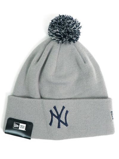 画像1: NEW ERA POM PON KNIT YANKEES GREY