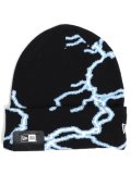 NEW ERA BASIC CUFF KNIT LIGHTNING BLACK/SKY BLUE