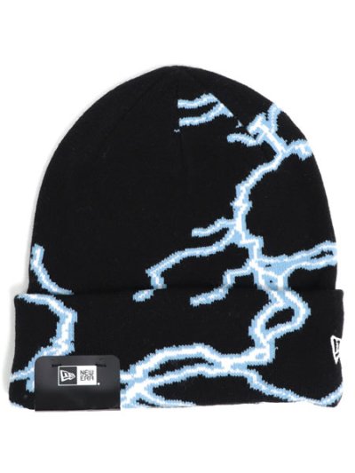 画像1: NEW ERA BASIC CUFF KNIT LIGHTNING BLACK/SKY BLUE