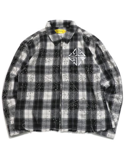 画像1: 【送料無料】GUAPI CLOUD GREY STARS FLANNEL JACKET