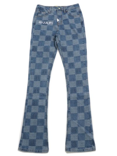 画像1: 【送料無料】GUAPI AQUA BLUE CHECKERBOARD DENIM