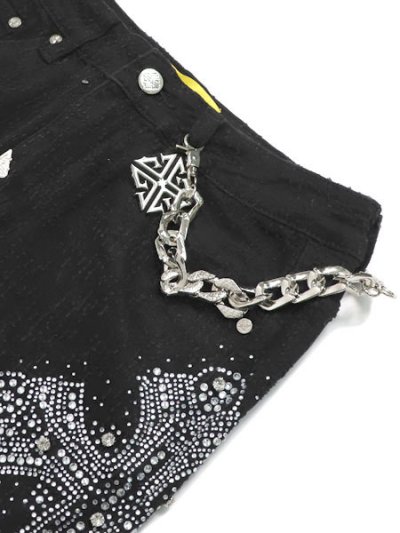 画像4: 【送料無料】GUAPI OBSIDIAN BLACK DISTRESSED CROSS DENIM