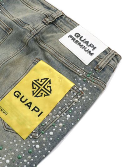 画像5: 【送料無料】GUAPI VINTAGE OLIVE PEARLS DENIM