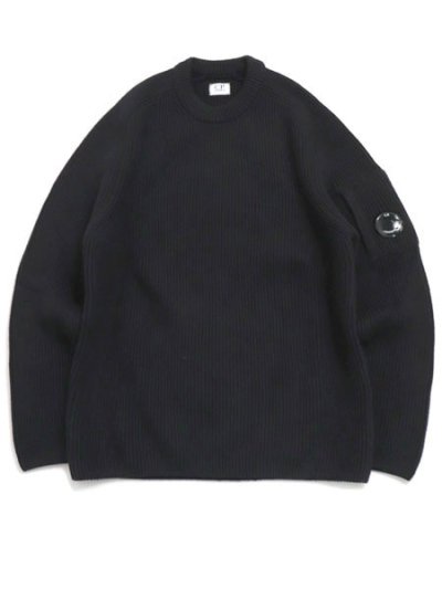 画像1: 【送料無料】C.P.COMPANY FULL RIB CREWNECK SWEATER BLACK