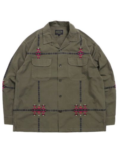 画像1: 【送料無料】PENDLETON L/S GARMENT DYE EMB OP COLLAR SHIRT MOCHA