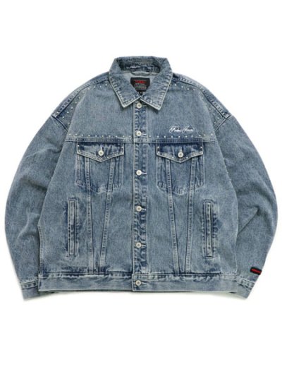 画像1: 【送料無料】FUBU STUDS DENIM JACKET L.BLUE
