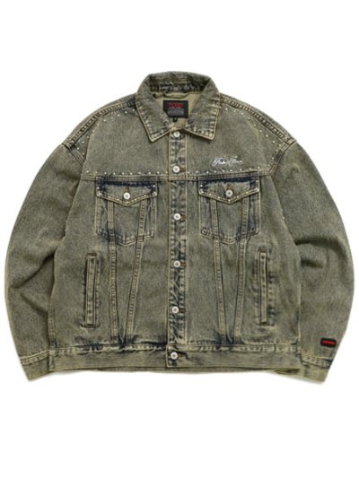 画像1: 【送料無料】FUBU STUDS DENIM JACKET BROWN