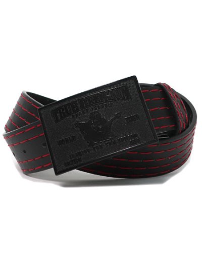 画像1: 【送料無料】TRUE RELIGION BIG T STITCH BELT BLACK/RED