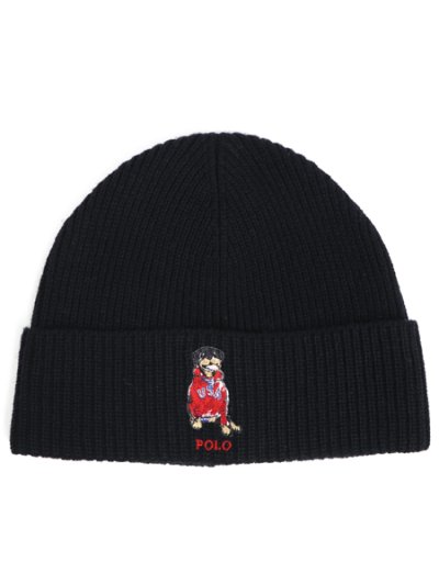 画像1: POLO RALPH LAUREN USA DOG BEANIE POLO BLACK