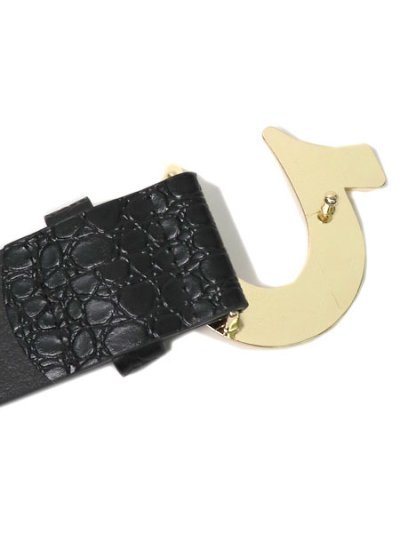 画像4: 【送料無料】TRUE RELIGION PATENT CROC HORSESHOE BUCKLE BELT BLACK