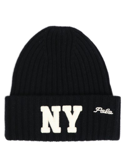 画像1: 【送料無料】POLO RALPH LAUREN POLO NY RIB BEANIE POLO BLACK