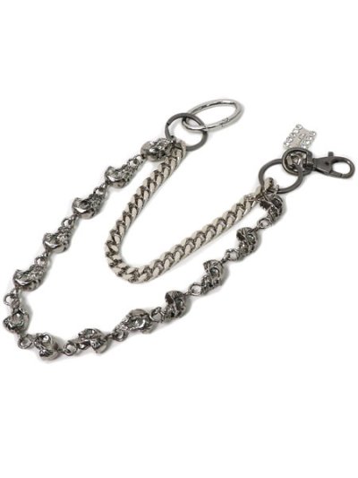 画像1: 【送料無料】B.B.SIMON SINGLE SKULLS SILVER PANTS CHAIN
