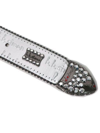 画像5: 【送料無料】B.B.SIMON BROOKLYN SV BB PTN BK CHROME LEATHER BELT