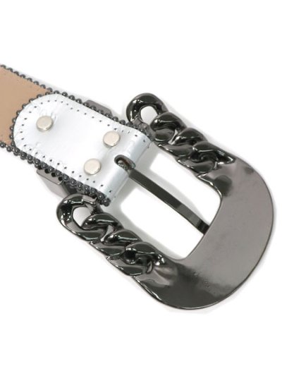 画像4: 【送料無料】B.B.SIMON BROOKLYN SV BB PTN BK CHROME LEATHER BELT