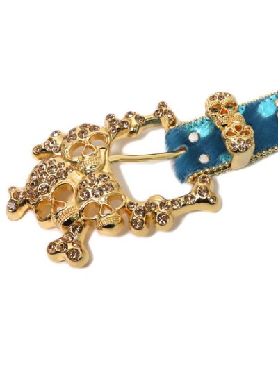 画像3: 【送料無料】B.B.SIMON CORSAIR SKULLS L.COLORAD GLD LEATHER BELT